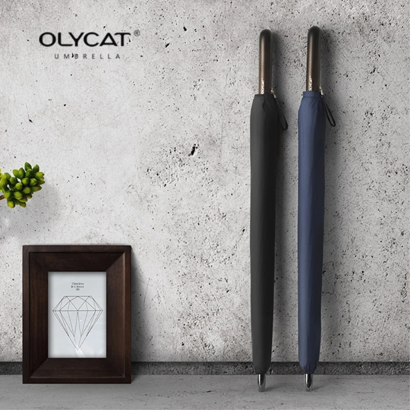 OLYCAT-Large Rain Umbrella for Men and Women, Windproof, Male Walking Stick, Golf Umbrella, Cane Cane, 24K