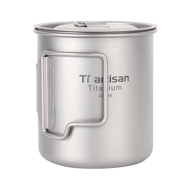 Tiartisan Titanium Cup 420ml Outdoor Camping Ultralight Coffee Mug Portable Picnic Drinkware with Lid Ta8306Ti