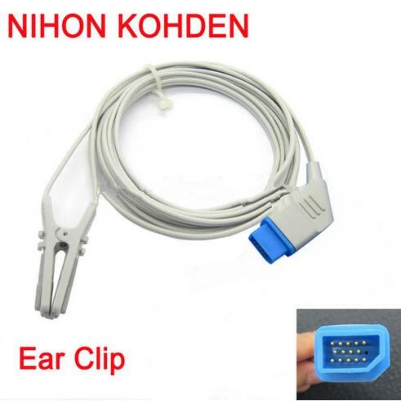 Compatible For NIHON KOHDEN BSM2301 DB14 PIN Animal/Veterinary Earclip SPo2 Sensor Spo2 Probe Monitor Sensor Oxygen Probe 3M/9ft