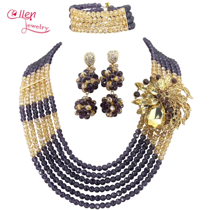 

Nigeria Wedding bridal Jewelry Set African Crystal Beads Necklace Set African style Statement necklace set Free Shipping W6190