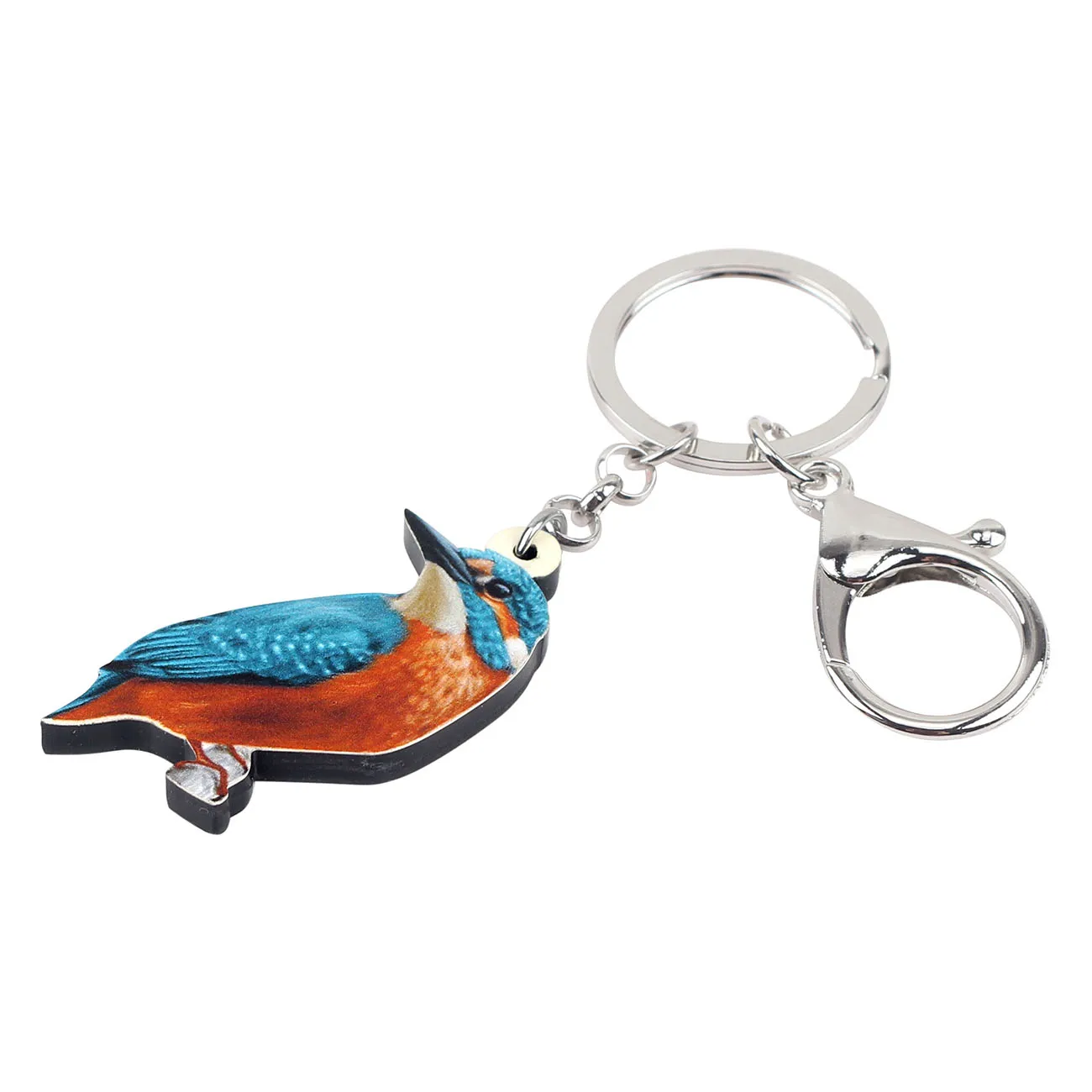 Bonsny Acrylic Alcedo Atthis Kingfisher Bird Key Chain Keychain Ring Cartoon Animal Gifts Jewelry For Women Girls Bag Car Charms