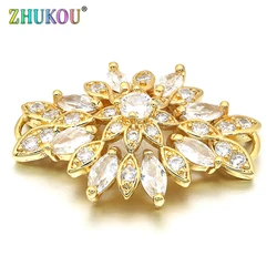 21*29mm High Quality Cubic Zirconia CZ Flower Pendants Connector, Mixed Color, Hole: 1.5mm, Model: VS188