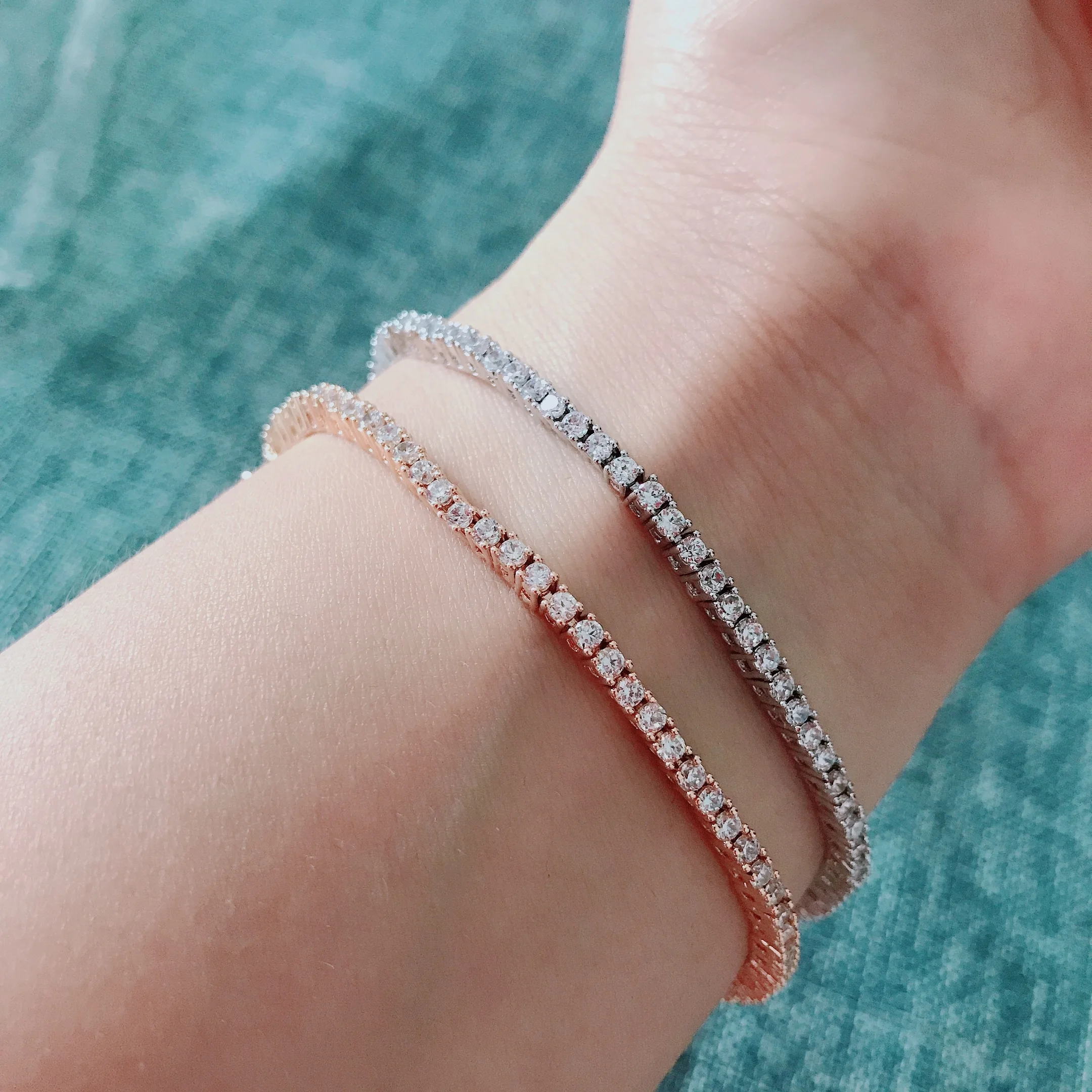 Luxurious AAA Zircon Elements Hemp Rope 2mm Crystal Bracelet White Gold-Color For WomenTedding Jewelry S0478
