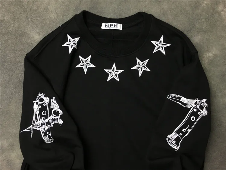 New  High Men 7 4 3D Star print gentleman Hoodies Hoody hooded Sweatshirts velvet Cotton Drake Thicken Fleece #d69