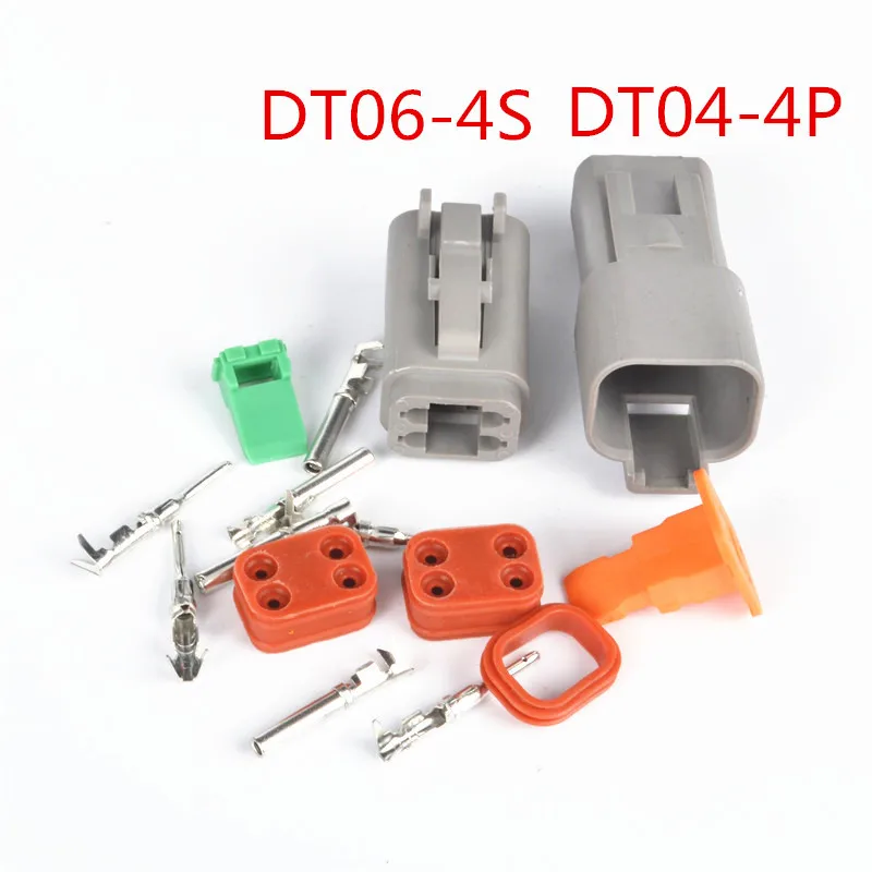 5sets auto 4pin plastic waterproof wiring male and female connector DT04-4P DT06-4S