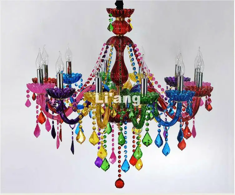 Colorful Crystal Chandelier Living Room lustres de cristal Decoration Colorful Pendant Art Chandeliers Home Lighting Indoor Lamp