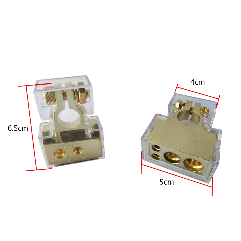 A pair of Gold Car Battery Header Connector Positive /negative Head Battery terminals Batteries Clamp