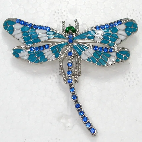

60pcs/lot Mixed Color (Can Notes Color) Wholesale Fashion Brooch Rhinestone Enamel Dragonfly Pin brooches Gift C101180