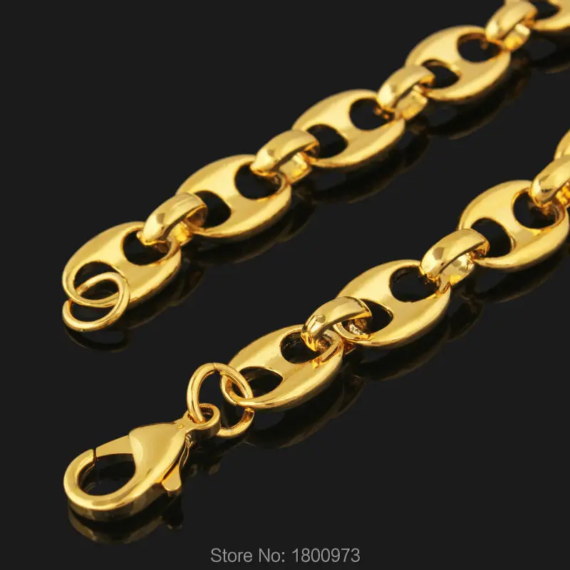 New Unique Heavy Individuality Necklace  Gold Color Men Jewelry Necklace 0.36inches18inches Chokers Necklace Wholesale