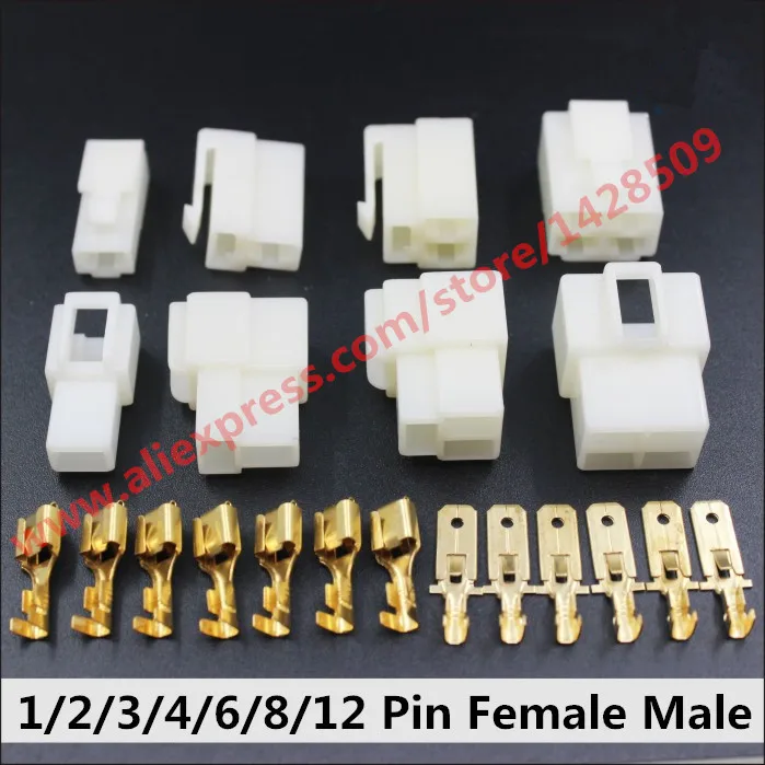 10 Sets 6.3 Series 1 / 2 / 3 / 4 / 6 / 8 / 12 Pin Automotive Wire Connector Motorcycle Car Engine Plug With Terminals Pins