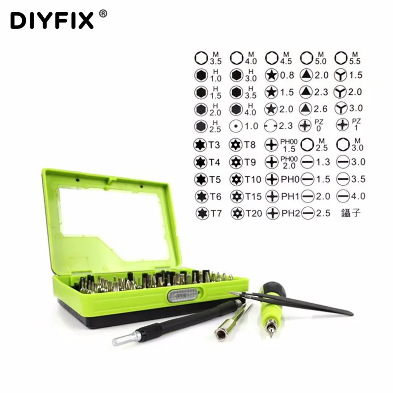 DIYFIX 53 in 1 Precision Screwdriver Set Magnetic Disassemble Screw Driver Multi-funtion Household Tools for Phone PC Repair Kit