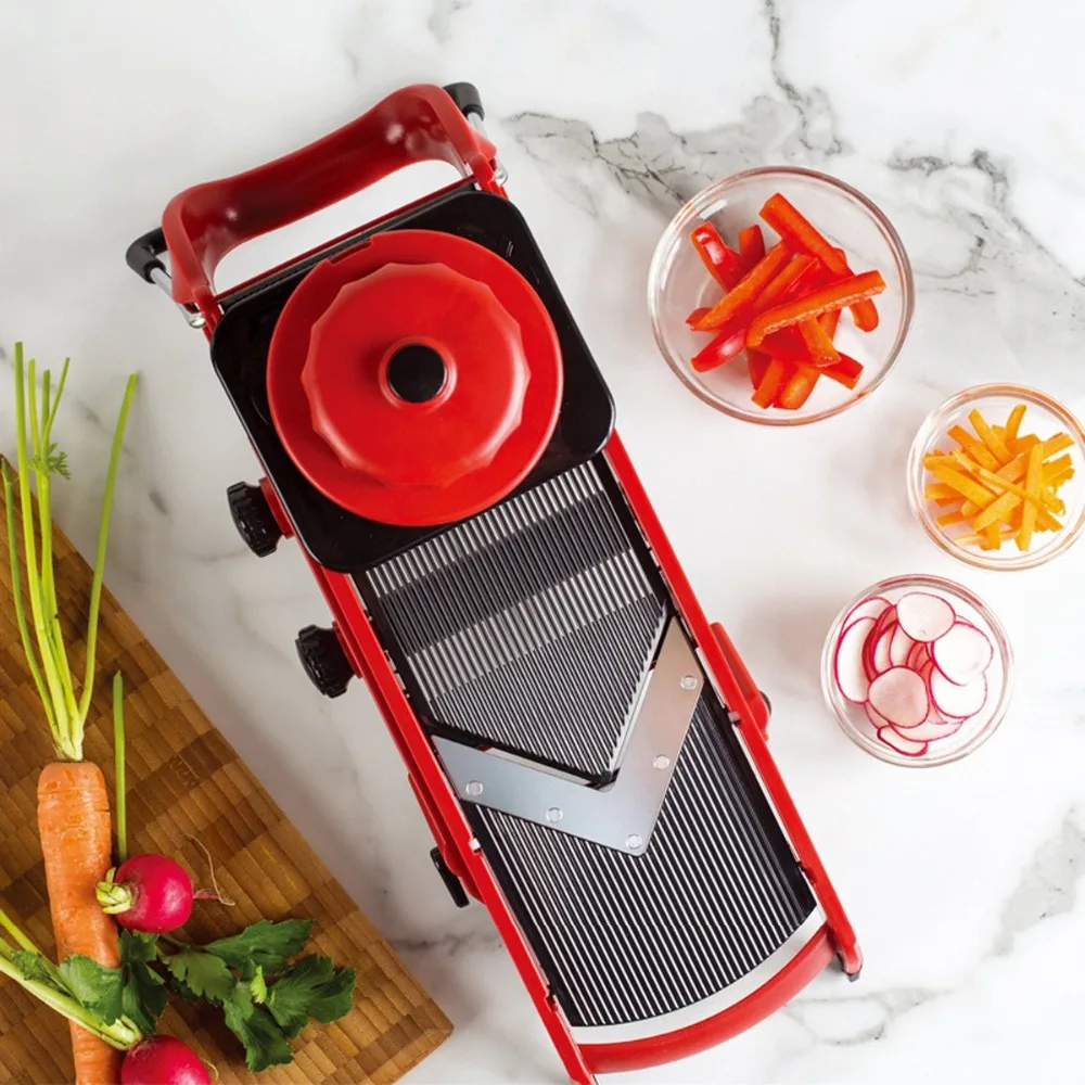 2019 Adjustable V Blade Mandoline Vegetable Slicer and Dicer(Red)