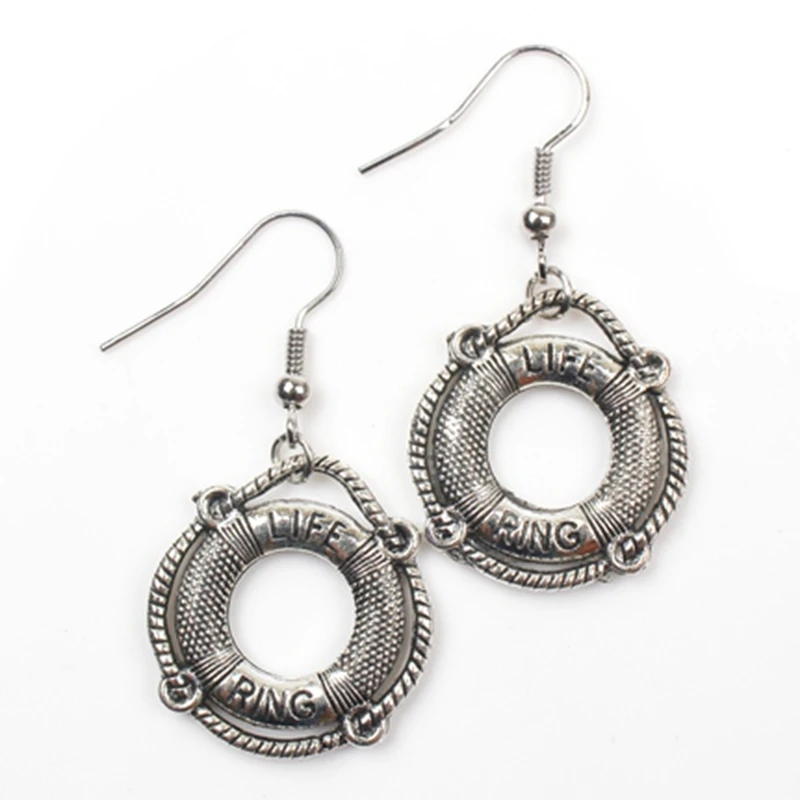 Glamour for women 2019 Vintage Earrings Lifebuoy Compass Pirate Ship Steering Wheel Earrings set  DIY Handmade love gift