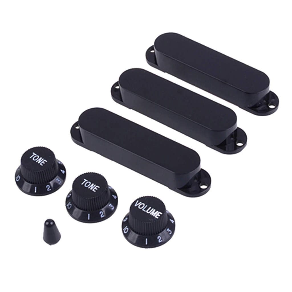 1 Set Plastic Closed Single Coil Pickup Cover with Volume Tone  Crontrol Knob Switch Tip for Electric Guitar Parts