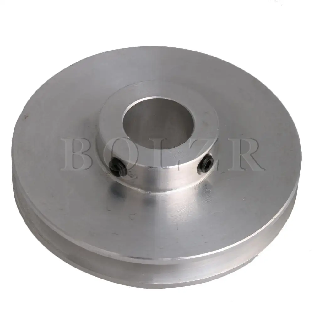 BQLZR 58x16x14MM Silver Aluminum Alloy Single Groove 14MM Fixed Bore Pulley for Drilling Machine 3-5MM PU Round Belt