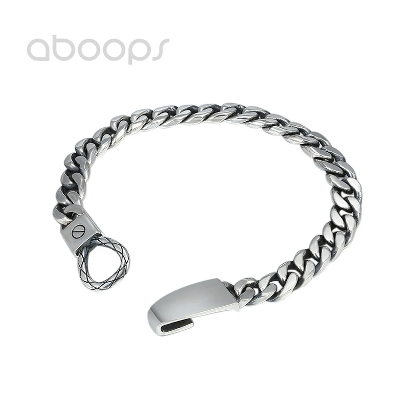 

Vintage 925 Sterling Silver Curb Chain Bracelet for Men Boys,19cm,Free Shipping