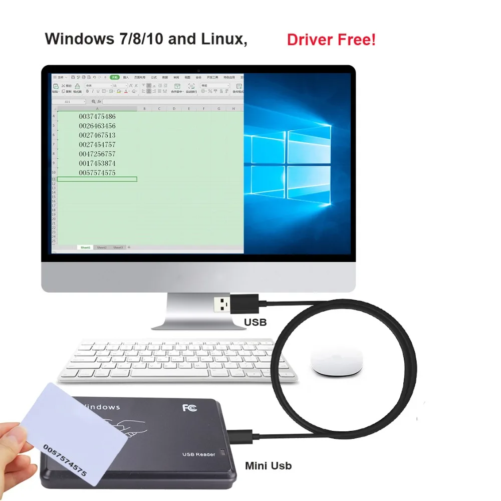 

13.56Mhz Plug and Play RFID IC Reader USB Proximity Sensor Smart Card Reader Support Window Linux