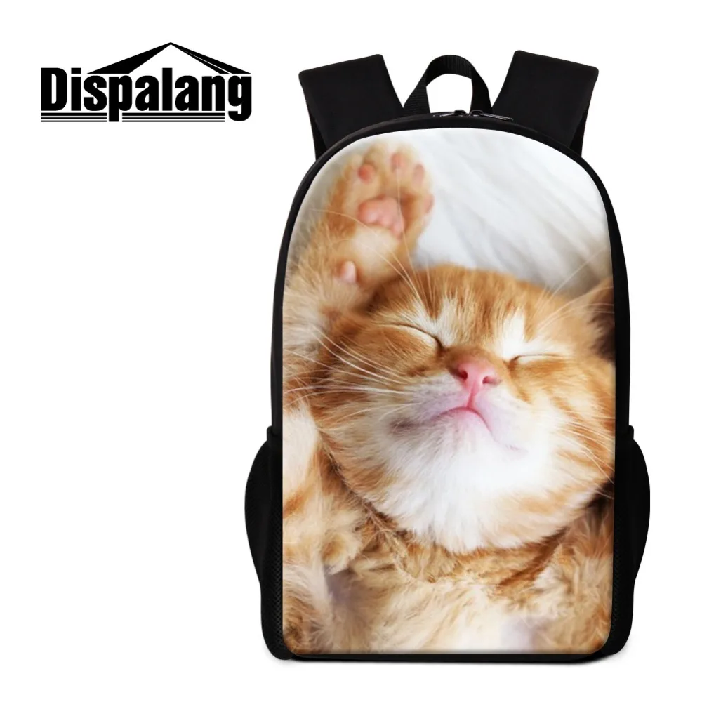 Dispalang New 16 Inch Backpack Customized You Own Picture Printing on School Bag for Teens College Style Pupil Design Cat Animal