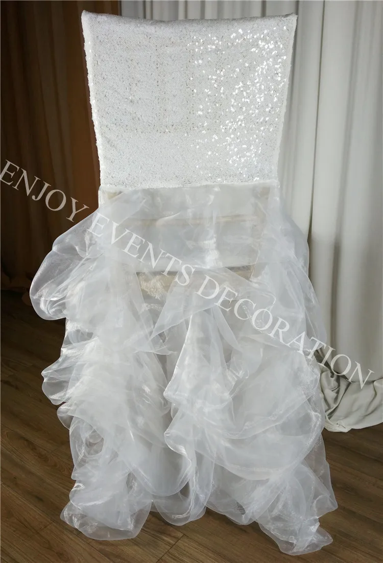 

10pcs YHC#163 elegent sequins with ruffled skirt for chiavari banquet wedding events chair back cover