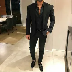 Ternos de casamento de negócios pretos masculinos, Groomsmen Wear, snoking personalizado do noivo, jaqueta blazer clássica, traje de homem, 2 peças