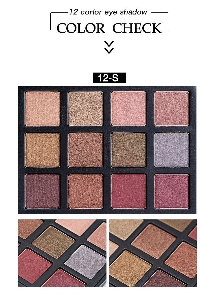 Paleta de sombras de ojos con brillo natural, 12 colores, Cosméticos de maquillaje, sombra de ojos desnuda de la tierra en polvo, juego de maquillaje impermeable 612 #