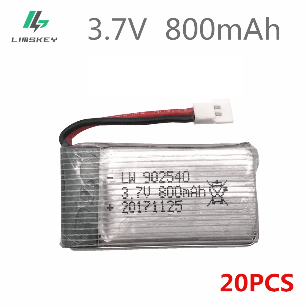 20pcs/lot 3.7V 800mAh Lipo Battery For Syma X5 X5C X5SC X5SW X5HW X5UW Helicopter Battery 3.7 V 800 mAh Li-po Battery 902540 25C