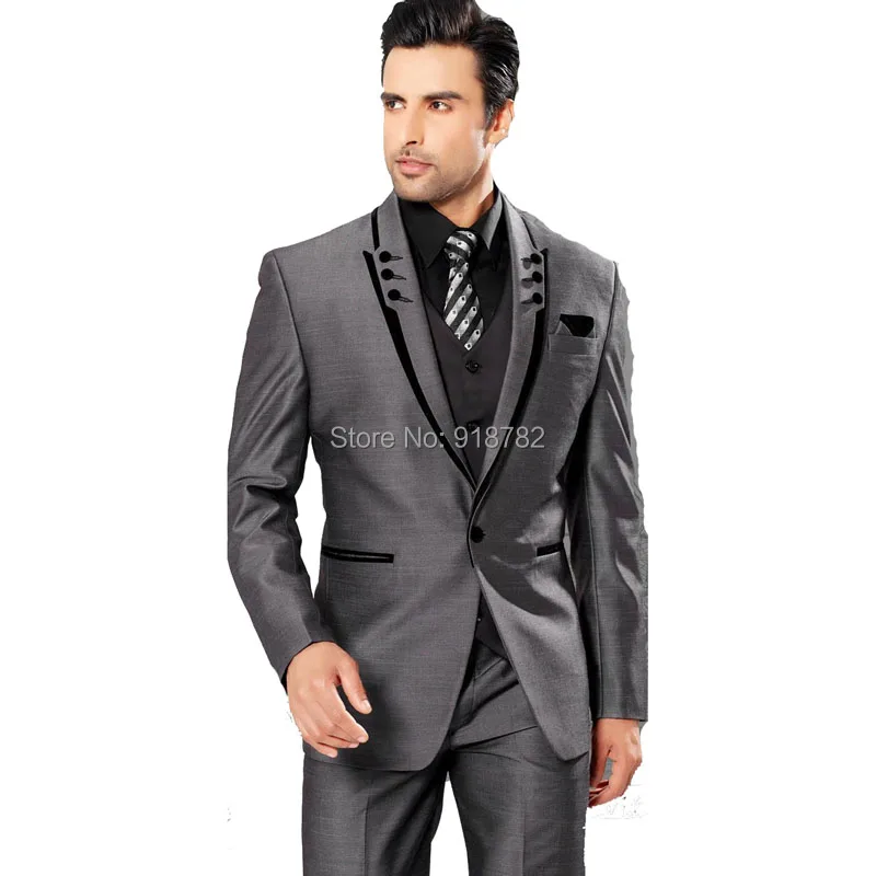 

2024 Custom Made Dark Grey Groom Tuxedos Best Man Suit Wedding Groomsman/Men Suit For Wedding Bridegroom Jacket+Pants+Tie+Vest