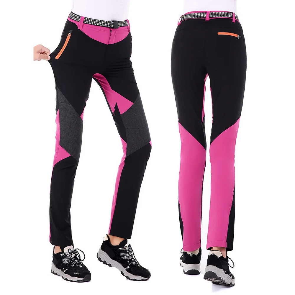 NUONEKO Neue Elastische Quick Dry Wandern Hosen Frauen Dünne Patchwork Sport Im Freien Klettern Trekking Wasserdicht Sommer Hosen PN05