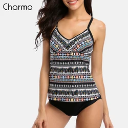 Charmo Donne Tankini Set Due Pezzi Costumi da Bagno Vintage Stampato Floreale Costumi da Bagno di Nuovo Croce Costume da Bagno Beachwear Costume da Bagno Tankini