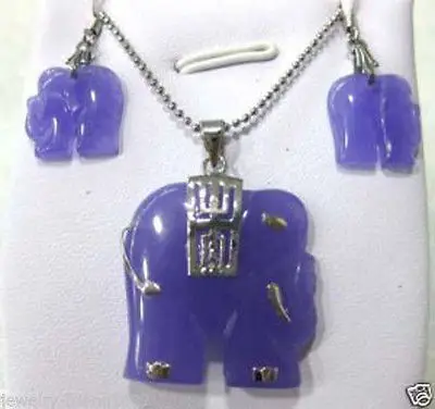 

new Style Hot sale*******Jewelry purple jade elephant pendant & earrings Fashion Wedding Party Jewellery