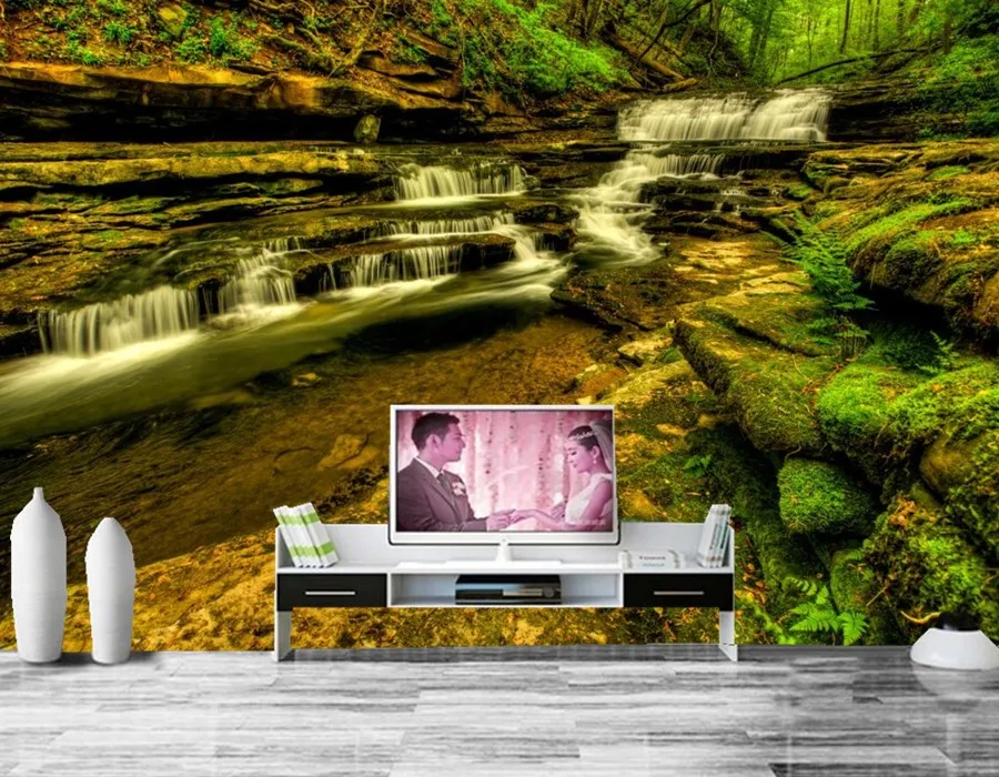 Large murals ,Waterfalls Stream Cascades Nature wallpapers,restaurant  living room sofa TV wall 3d wallpaper papel de parede