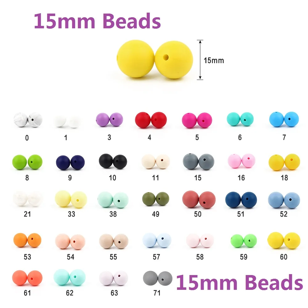 BOBO.กล่อง20Pcs 15มม.ลูกปัดซิลิโคนเกรดอาหาร Baby Teethers ลูกปัดรอบ DIY Pacifier Chain อุปกรณ์เสริม Teething ซิลิโคนเด็กของเล่น