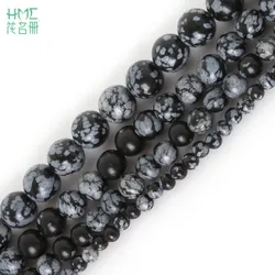 4/6/8/10mm Snowflake Obsidian Beads Round Natural Stone Beads For Jewelry Making Bracelet DIY Jewelry Findings Accessories