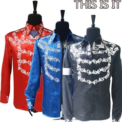Tribute Michael Jackson THIS IS IT Jacket Handmade Crystal On Silver Printing Shirt In 3 Color