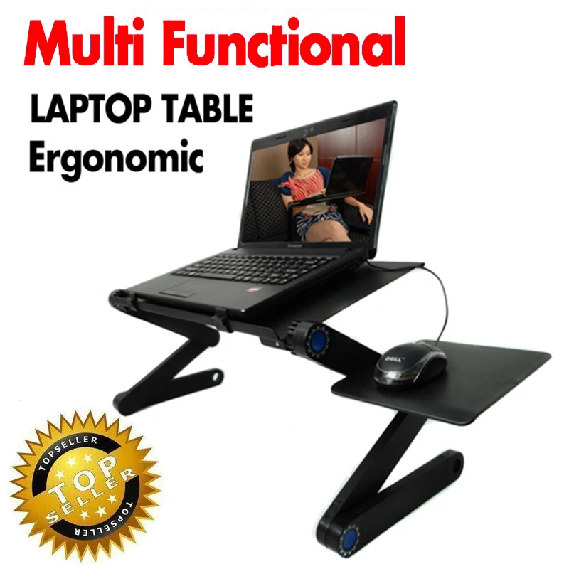 Tavolo per laptop ergonomico multifunzionale per letto divano portatile pieghevole per laptop lapdesk per notebook con tappetino per mouse