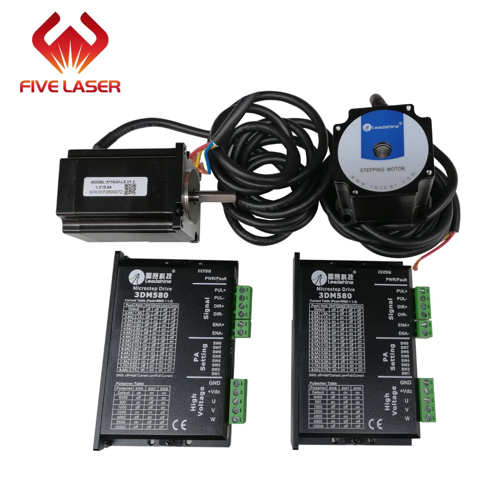 Motor de passo 3 fases leadshine 573s10 573s20 e driver 3dm580 pacote venda para uso em máquina de corte a laser