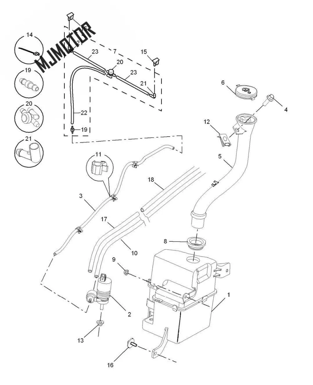 Windscreen Wiper Blow tank pipe with cap water plastic pipe for Chinese SAIC ROEWE MG3 Auto car motor parts 30004371