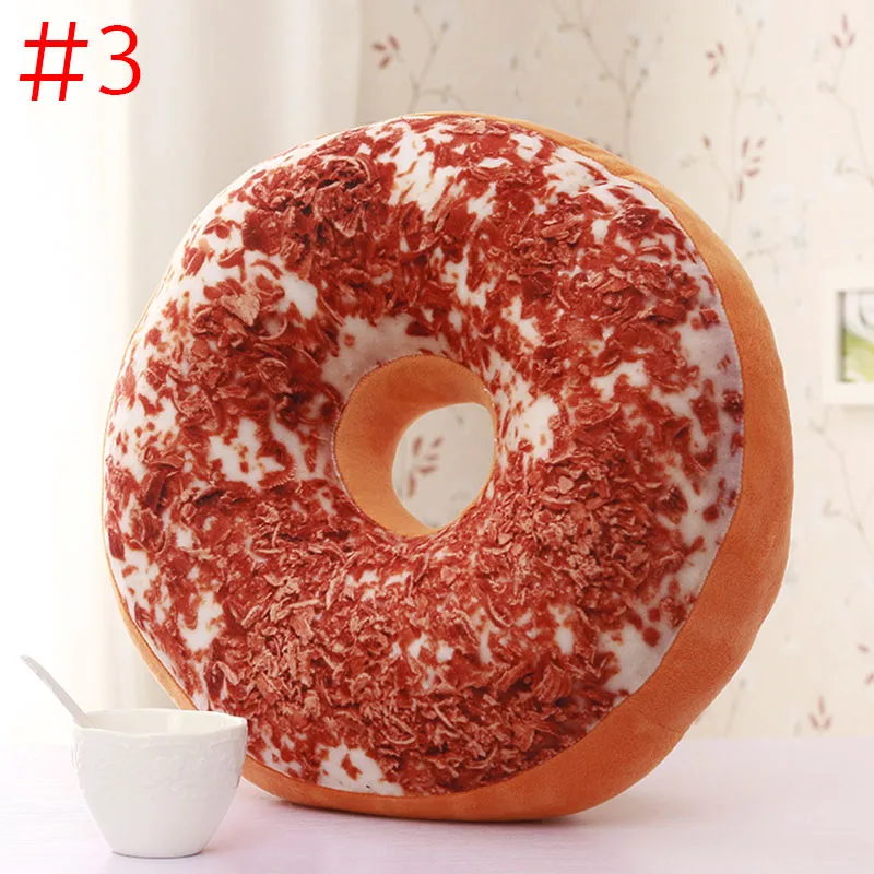 3D Cute Donuts Pillow Chocolate Donuts Plush Macaron Food Cushion Nice Bottom Cushion Nap Pillow Decorative cushion Home textile