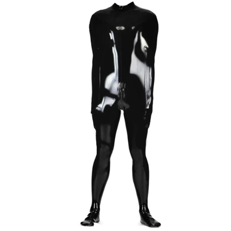 

Latex Natural Catsuit 100% Rubber Full Body Double layer Wetlook Pure Black Unisex Customize XXS-XXL