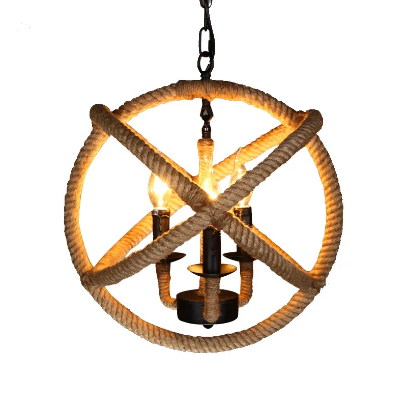 

BDBQBL Country Style Hemp Rope Pendant Lights E14 Holder Loft Hanging Lamp for Living Room Dining Room Bedroom Kitchen Hanglamp