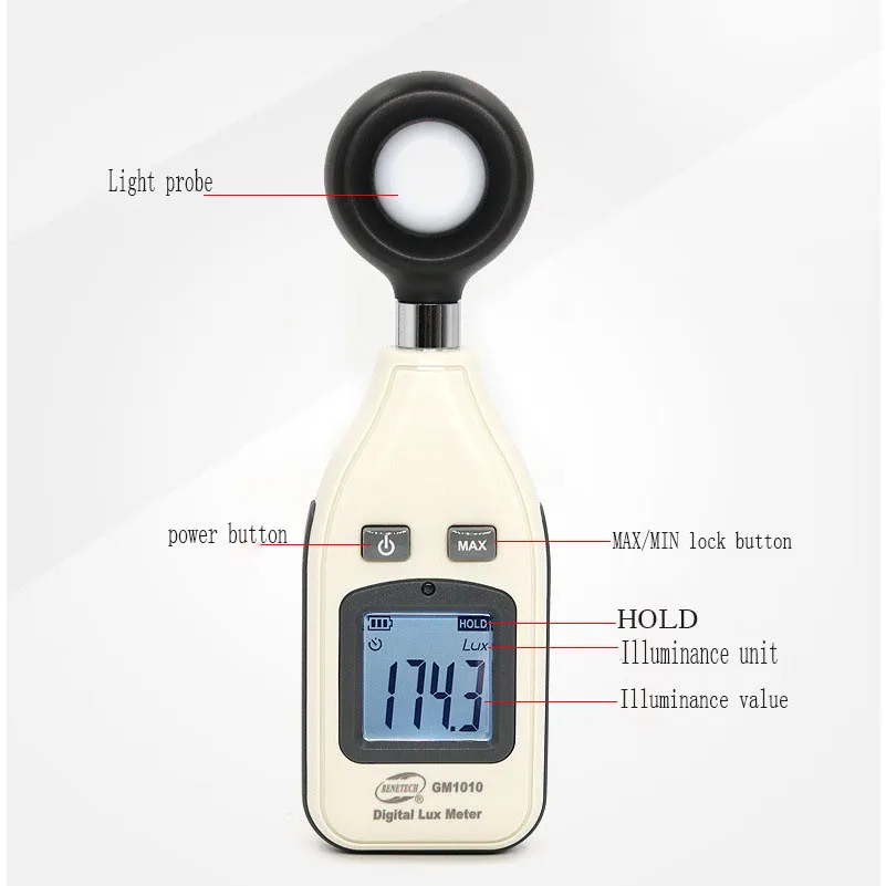 GM1010 illuminance meter, high-precision light intensity meter brightness meter, LUX METER