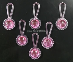 귀여운 저렴한 crystal48pc 1 1/2 인치 길이 미니 블루 핑크 아기 충전식 딸랑이 베이비 샤워 테이블 흩어져 장식 파티 호의