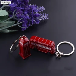 Fashion Metal Key Chain Double deck bus Pendants Car Key Holder phone booth Bag Charm Accessories New Keychain Gift K1707