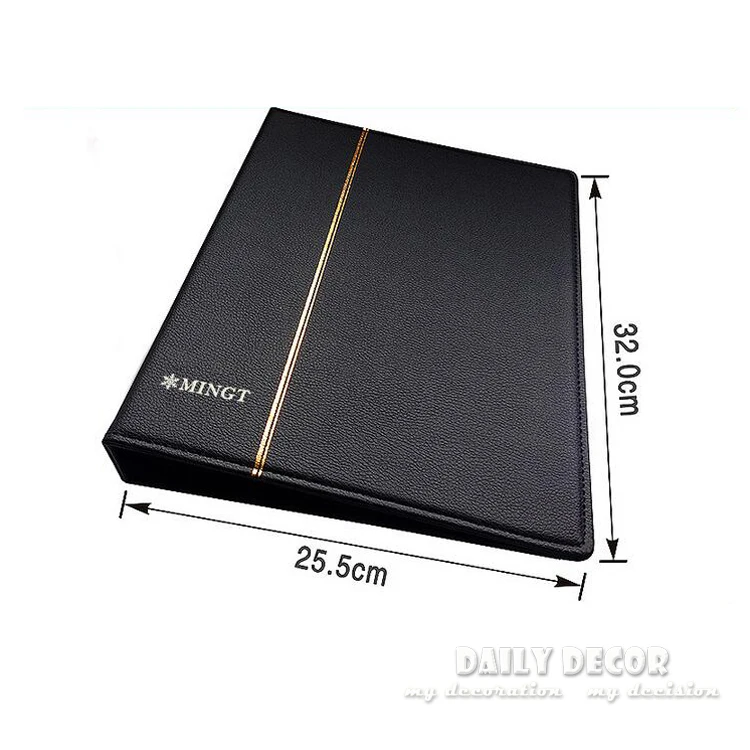 

High quality brand new large soft PU leather loose-leaf stamp album commemorative stamp collection book with 10 black pages