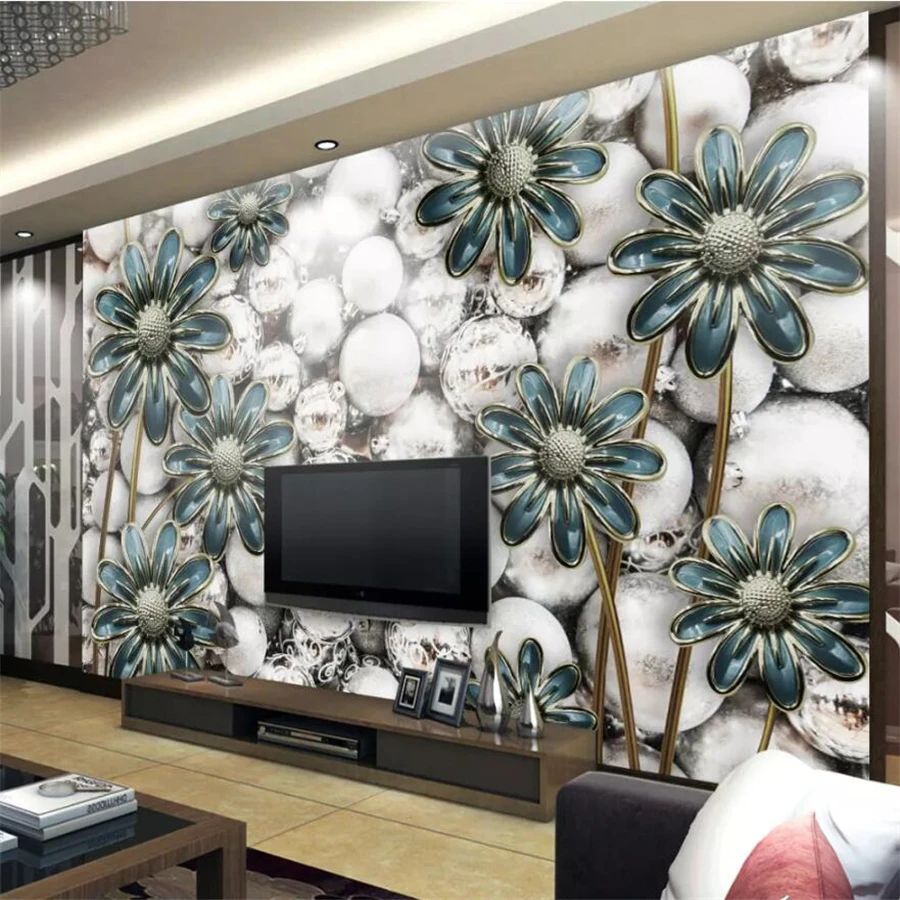 

beibehang Custom wallpaper 3d photo mural beautiful three-dimensional Mediterranean flower jewelry sofa background wall paper