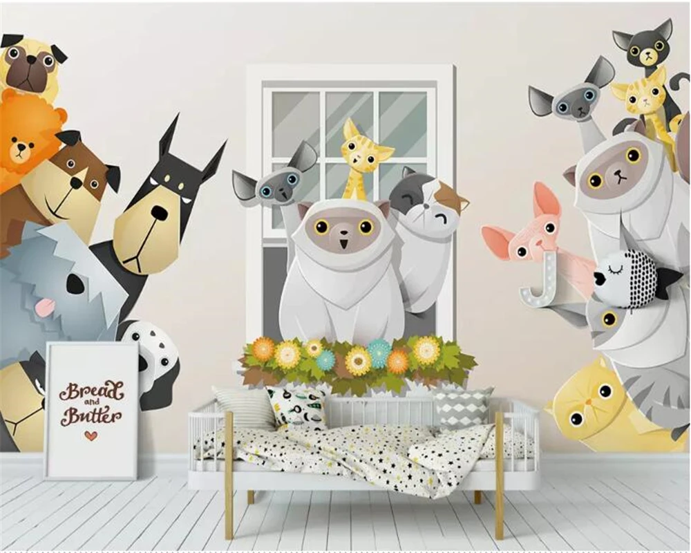 

beibehang Custom large 3d wallpaper mural Cartoon 3D small animal children room decoration background wall 3d wallpaper behang