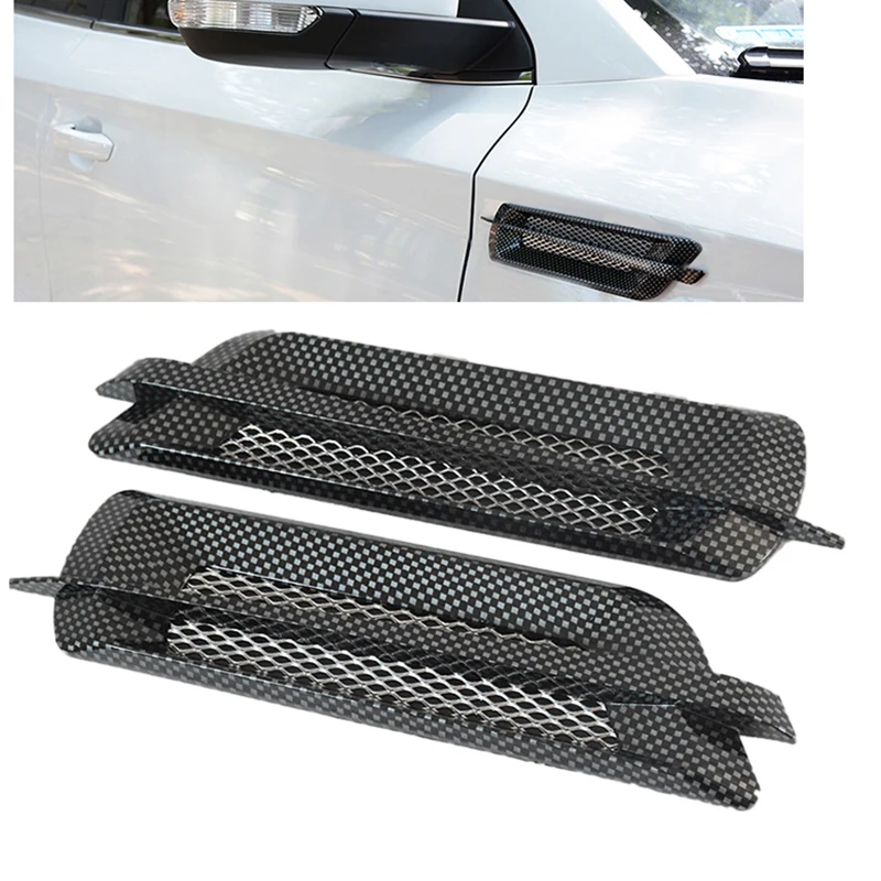 2PCS Universal ABS Car Side Air Vent Fender Cover Hole Intake Duct Flow Grille Decoration Sticker For BMW Mercedes Audi Honda