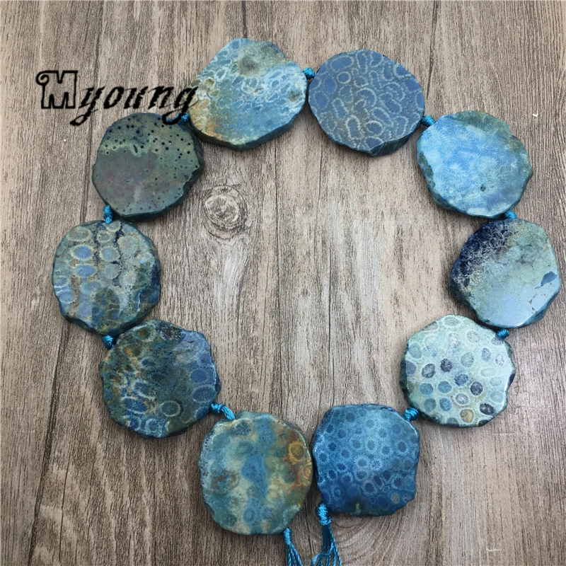 Freeform Sea Blue Chrysanthemum stone Slice Beads,Agates Slab Pendant Beads DIY Jewelry Making  MY1994