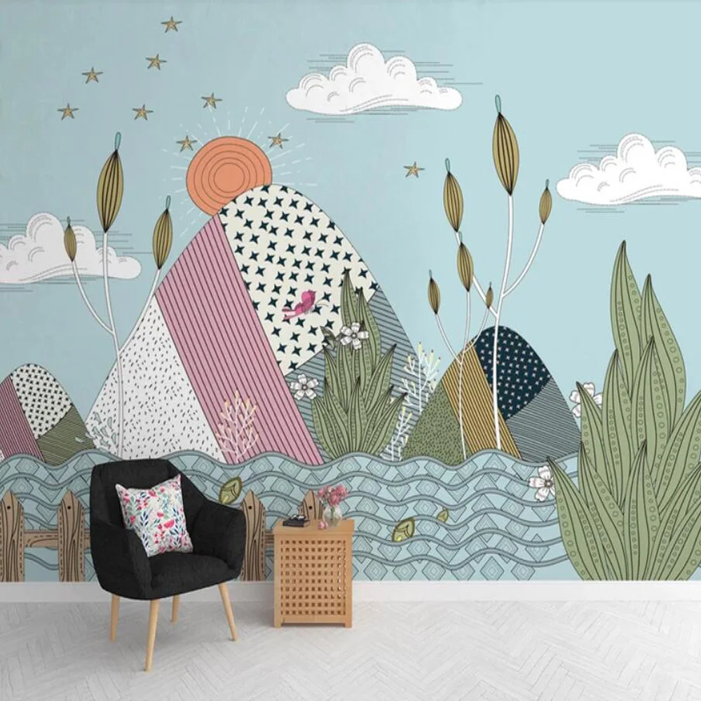 

Nordic 3D Creative Cactus Mural Kids Bedroom Wallpaper Art Decals Paper Rolls Contact Roll 3d s