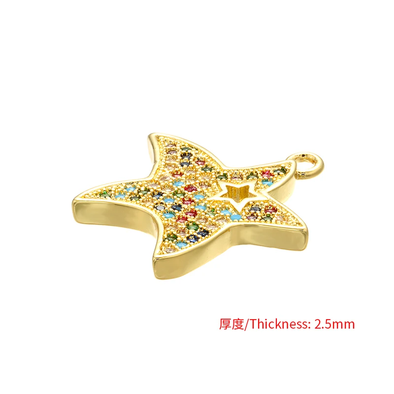 ZHUKOU 19x21mm Brass Crystal Star Pendant for Women Necklace earrings bracelet Jewelry Accessories Making Findings Model: VD459